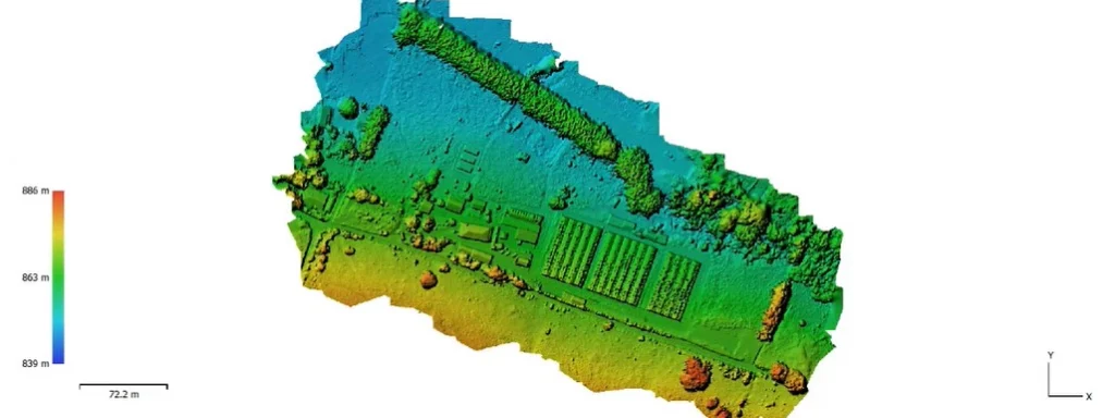 Modelo digital de elevação gerado por levantamento com drone