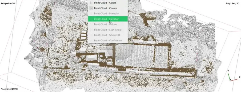 Nuvem de pontos de levantamento com drone